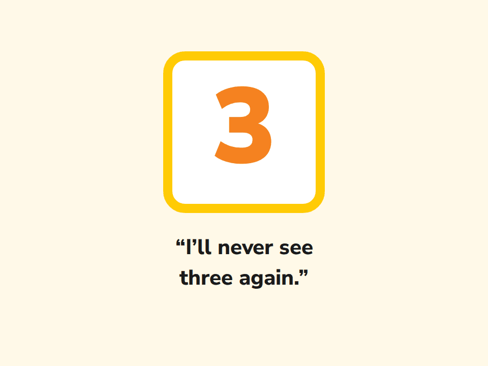 A big number 3 on a card