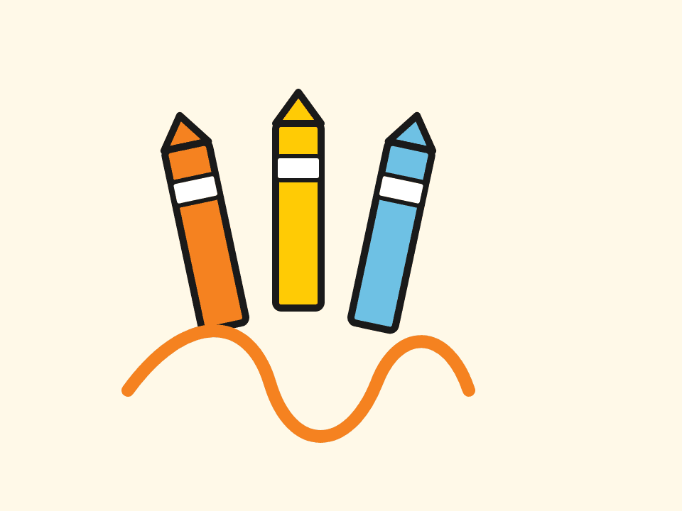 Three crayons and a scribble