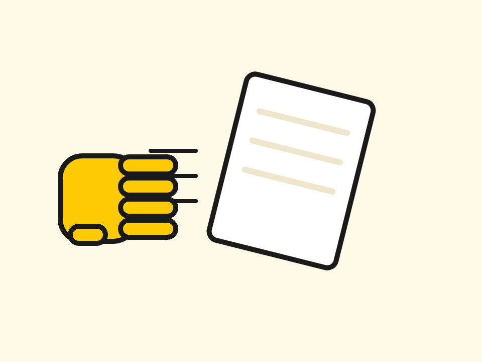 A hand pushing a worksheet page away