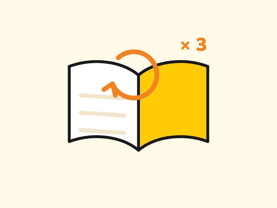 Open book with a repeat arrow
