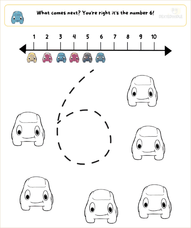 A counting page from the bunny story, numbers 1 to 10